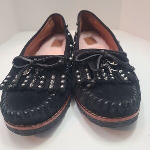 COACH Rexy Women's Fashion Trendy Moccasins Soft Suede Black Studded  Cozy Sz 9B